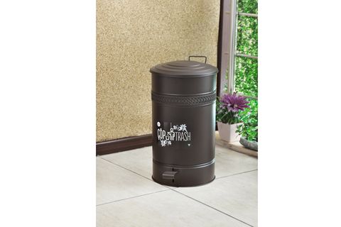 VİNTAGE PEDALLI PASLANMAZ VE YANMAZ ÇÖP KOVASI, METAL, SİYAH, 30 LİTRE