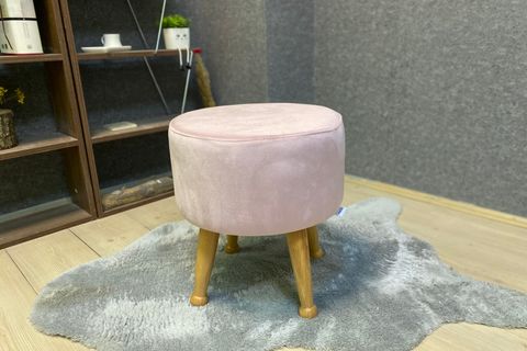 ASEDİA MİSKİN PUF, PEMBE, AHŞAP, NATUREL AYAK
