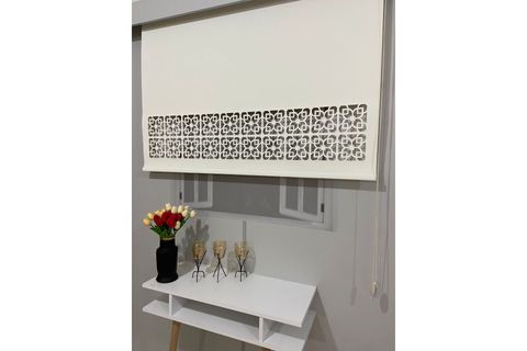 LAZER KESİM STOR PERDE, KREM, DSG-301, 260X260