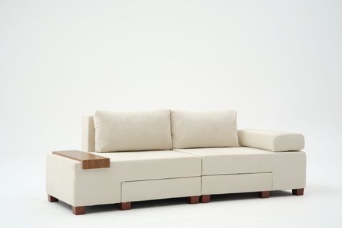 PERENNA YATAKLI ÜÇLÜ KOLTUK, ŞÖNİL, KREM