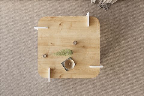 AFROLLİ DEKORATİF  NATURAL DESEN ORTA SEHPA, BEYAZ