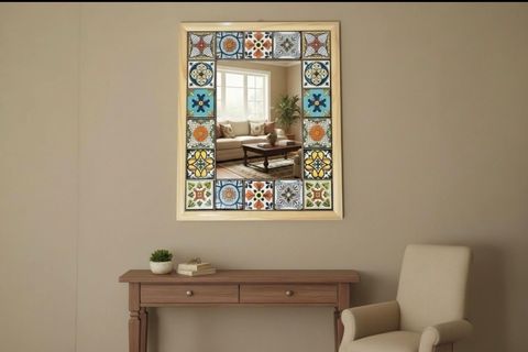 PERLA EL YAPIMI MASİF AHŞAP AYNA