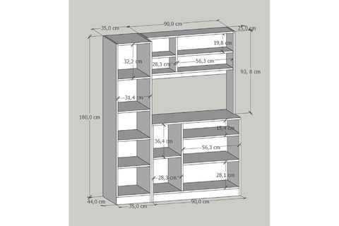 MONNALİS KİLERLİ KAHVE KÖŞESİ ÇOK AMAÇLI DOLAP 5 RAFLI MUTFAK DOLABI BEYAZ & ATLANTİK ÇAM