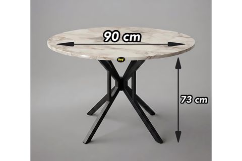 SELİN YUVARLAK MUTFAK MASASI, EFES SİYAH, 90 CM