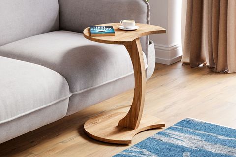 JEDI TEKERLEKLİ C SEHPA KOLTUK SEHPASI, ÇAM