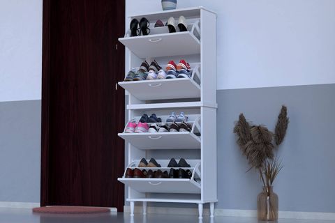 UMAY İKİLİ AYAKLI 72 CM 4 DÜŞER KAPAKLI AYAKKABILIK, BEYAZ