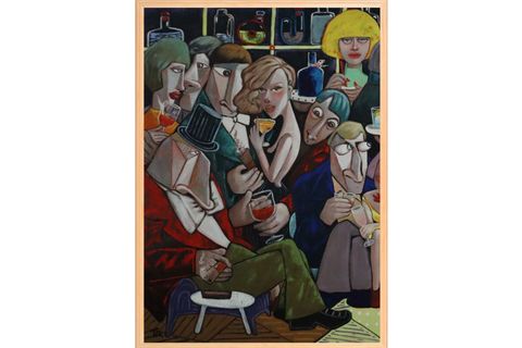 AHŞAP ÇERÇEVELİ  COCTAIL BAR TABLO SETİ, 50X70