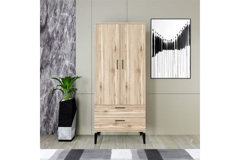 KAMİLA GARDIROP, 2 KAPAKLI, 2 ÇEKMECELİ, KOBE