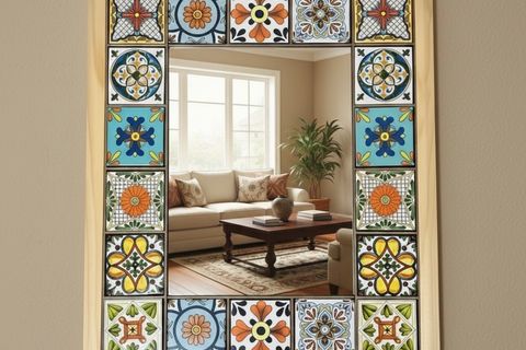 PERLA EL YAPIMI MASİF AHŞAP AYNA