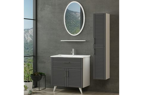VERA BANYO DOLABI AY2K1Ç214, BEYAZ ANTRASİT, 85CM