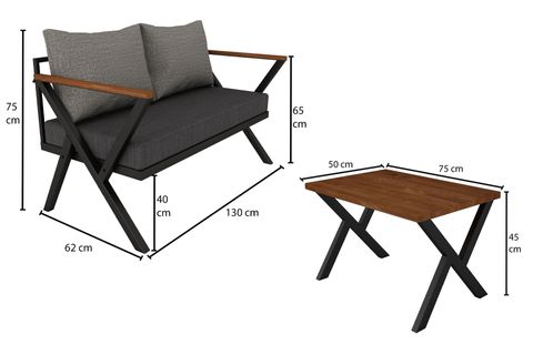 WOODESK BEGONVİL İKİLİ BAHÇE TAKIMI, GRİ, CPT5528-130