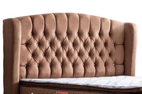 NİCE BAZA BAŞLIK VE REAL PEDLİ YATAK SETİ, AÇIK KAHVERENGİ, 90X190