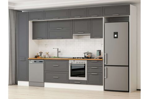 ALVİNKA 385X240 CM KLASİK MEBRAN MUTFAK DOLABI, MBB E90B45S50 1 MEBRAN ANTRASİT SUNTALAM
