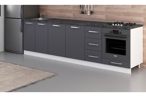 MİNAR 280 CM MUTFAK DOLABI BEYAZ ANTRASİT 280-A6-ALT MODÜL