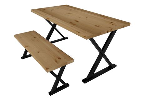 WOODESK ARDIÇ MASİF BANKLI YEMEK MASASI TAKIMI, NATURAL RENK, 180X80, CPT7683-180