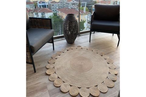 MİLDA JÜT KİLİM 40, YUVARLAK, EL ÖRGÜSÜ, 120X120