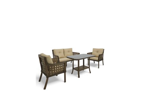 MOVA RATTAN İKİLİ BAHÇE MOBİLYASI, KOYU KAHVE