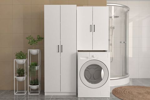 TERNOS TUCO ÇAMAŞIR MAKİNESİ BANYO DOLABI, BEYAZ, 2 KAPAKLI