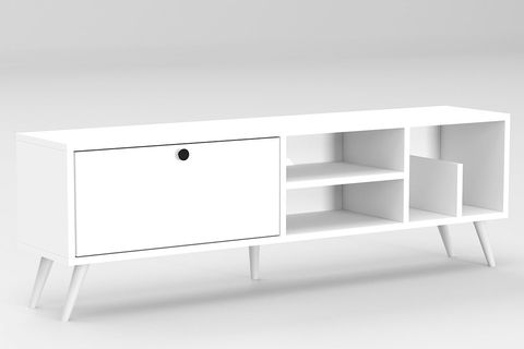 LENA KİTAPLIK BÖLÜMLÜ TV SEHPASI, BEYAZ, 140 CM