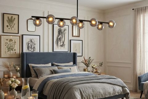 BESTE SIRALI FÜME CAMLI SİYAH AVİZE, SEKİZLİ