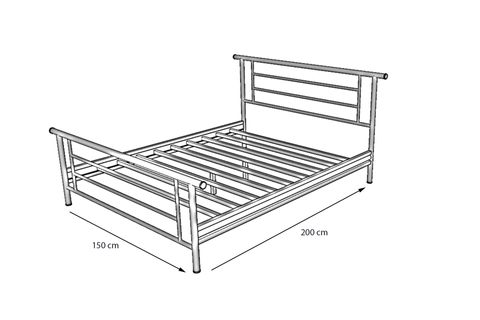 ZAMBAK METAL KARYOLA GM-412, ÇİFT KİŞİLİK, BEYAZ, 150X200