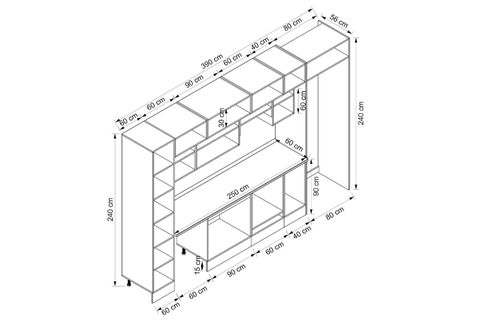 ALVİNKA 390X240 CM KLASİK MEBRAN MUTFAK DOLABI, MBB E90B60S40 1 MEBRAN BEYAZ SUNTALAM