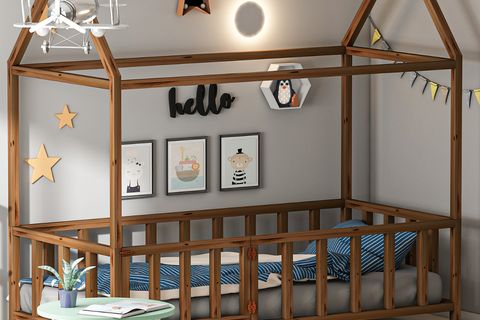 GİVAYO WOOD'S TEDDY MONTESSORİ KAPILI KARYOLA, CEVİZ, 120X200