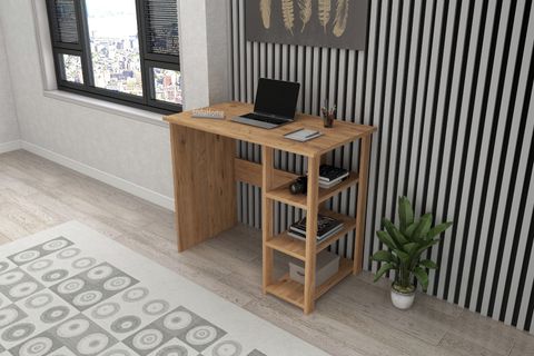 SAN-I 3 RAFLI KÜTÜPHANELİ ÇALIŞMA MASASI, ÇAM