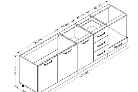 MİNAR 275 CM MUTFAK DOLABI BEYAZ 275-B6-ALT MODÜL