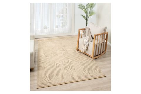 LARA İSKANDİNAV DOKUMA BUKLELİ MAKİNE HALISI, BEJ, DS623,  100X500