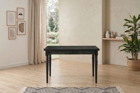 ANZİO MASA VE AY SANDALYE TAKIMI, SİYAH, 110X70