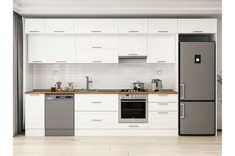 ALVİNKA 390X240 CM KLASİK MEBRAN MUTFAK DOLABI, MB E90S40S60 1 MEBRAN BEYAZ SUNTALAM