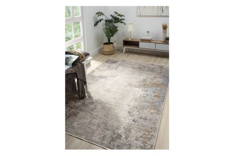 VİNTAGE ESKİTME DESENLİ DOKUMA MAKİNE HALISI, MAVİ, 100X200, 10206