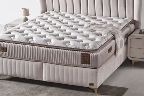 PREMİUM BAZA BAŞLIK VE YATAK SETİ, KREM, 160X200