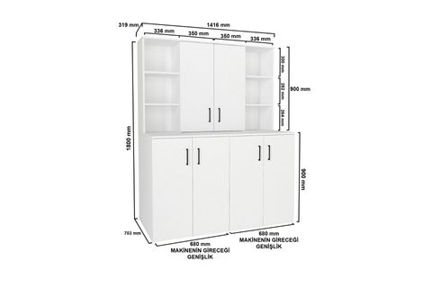 SANDA ÇAMAŞIR VE KURUTMA MAKİNESİ BANYO DOLABI, BEYAZ