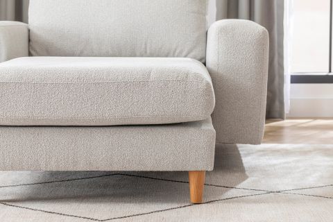 MERLİN DAYBED, KALIN KOL, NATUREL AYAK, RECYCLED KUMAŞ, AÇIK GRİ