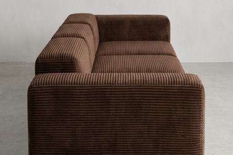 LENA ÜÇLÜ FİTİLLİ KADİFE KOLTUK, KAHVERENGİ