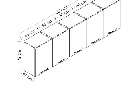 MİNAR 250 CM MUTFAK DOLABI BEYAZ 250-B2-ÜST MODÜL