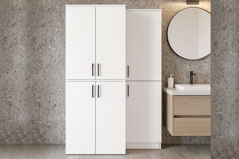 TANİ ROVİ ÇAMAŞIR VE KURUTMA MAKİNESİ BANYO DOLABI, ÜTÜ MASASI BÖLMELİ, BEYAZ