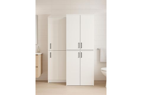 TANİ ROVİ ÇAMAŞIR VE KURUTMA MAKİNESİ BANYO DOLABI, ÜTÜ MASASI BÖLMELİ, BEYAZ