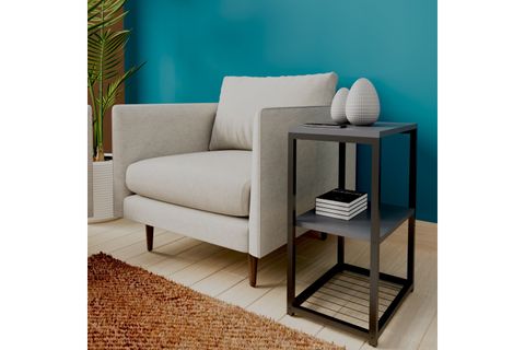 LİNA METAL AYAKLI AHŞAP RAFLI YAN SEHPA, ANTRASİT