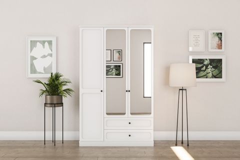 WİLLOW GARDIROP BEYAZ, 3 KAPAKLI, 2 ÇEKMECELİ
