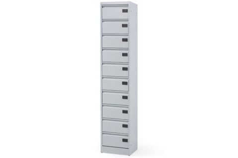 MIKNATISLI OFİS DOLABI, 10 KAPAK, GRİ