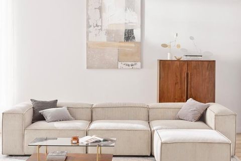 LENA FİTİLLİ KADİFE MODÜLER KÖŞE KOLTUK, BEYAZ