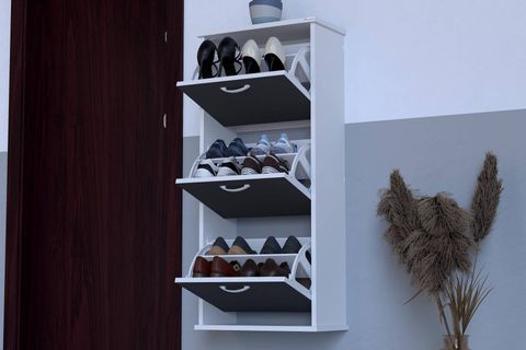 VARBİ ASMA 52 CM 3 DÜŞER KAPAKLI AYAKKABILIK, ANTRASİT