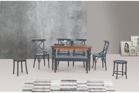 DAMLA COUNTRY MASA, CEVİZ ANTRASİT, 125X80