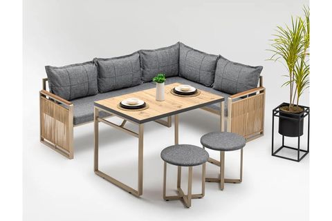 ALASKA MASALI PUFLU BAHÇE BALKON TAKIMI, GRİ