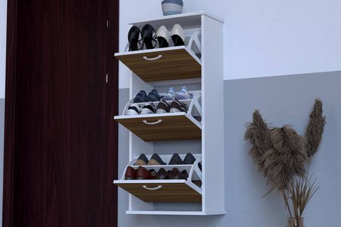 VARBİ ASMA 52 CM 3 DÜŞER KAPAKLI AYAKKABILIK, CEVİZ