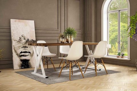 WOODESK ELİTS MASİF CEVİZ RENK 200X80 SANDALYELİ MASA TAKIMI CPT7382-200