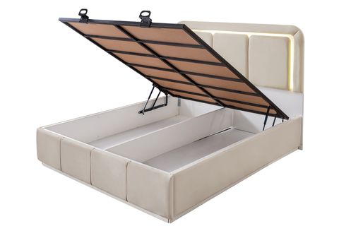 DEMONTE NOX LEDLİ ÇİFT KİŞİLİK BAZA BAŞLIK MAXİ YATAK SETİ, BEJ, 160X200
